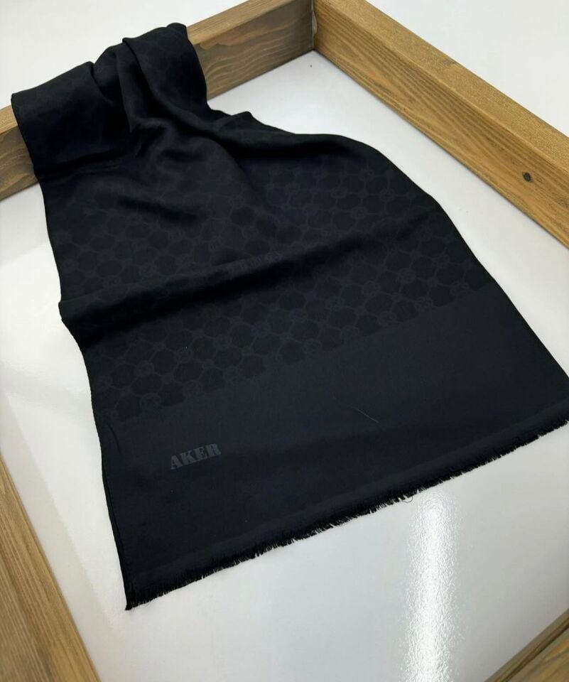 Aker Elegance Monogram Şal - 1090100-911-Siyah