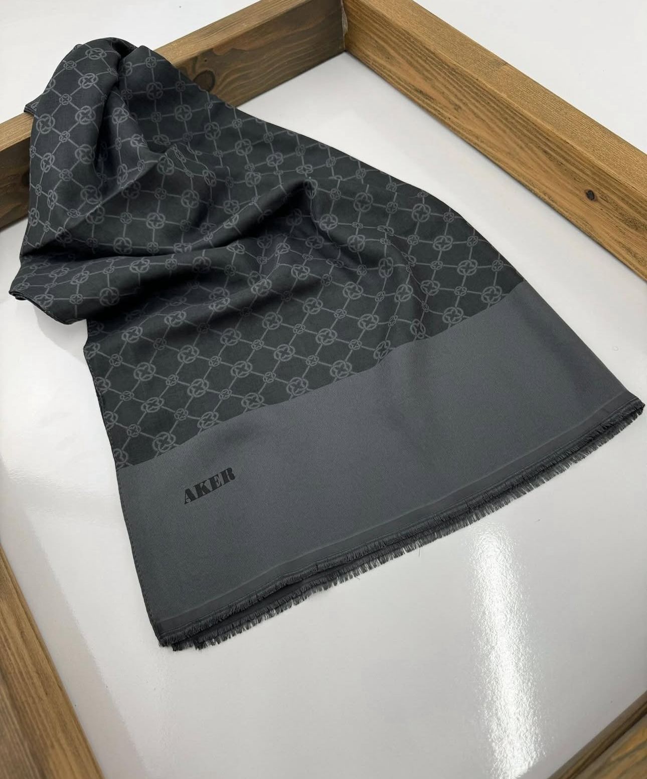 Aker Elegance Monogram Şal - 1090100-913- Antrasit