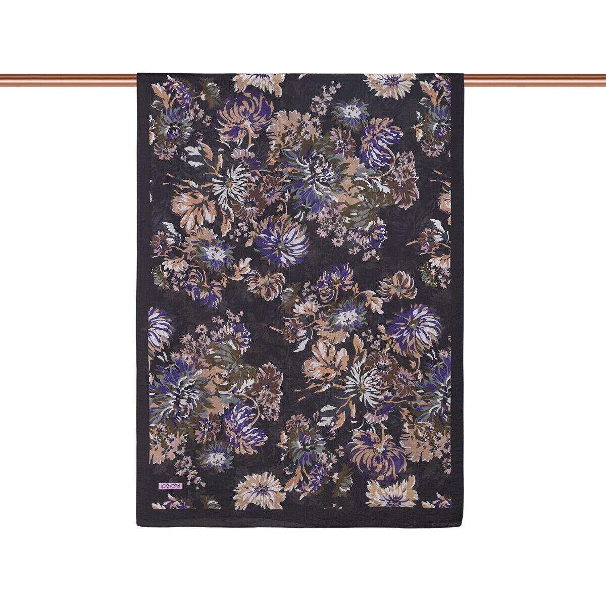 İpekevi Acı Kahve Kasımpatı Desenli Tensel Şal 02144