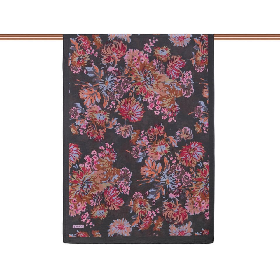 İpekevi Acı Kahve Fuşya Kasımpatı Desenli Tensel Şal 02144