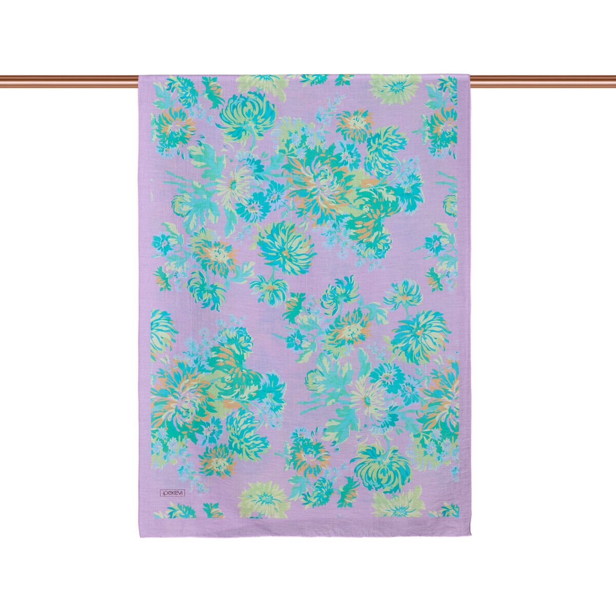 İpekevi Lila Kasımpatı Desenli Tensel Şal 02144