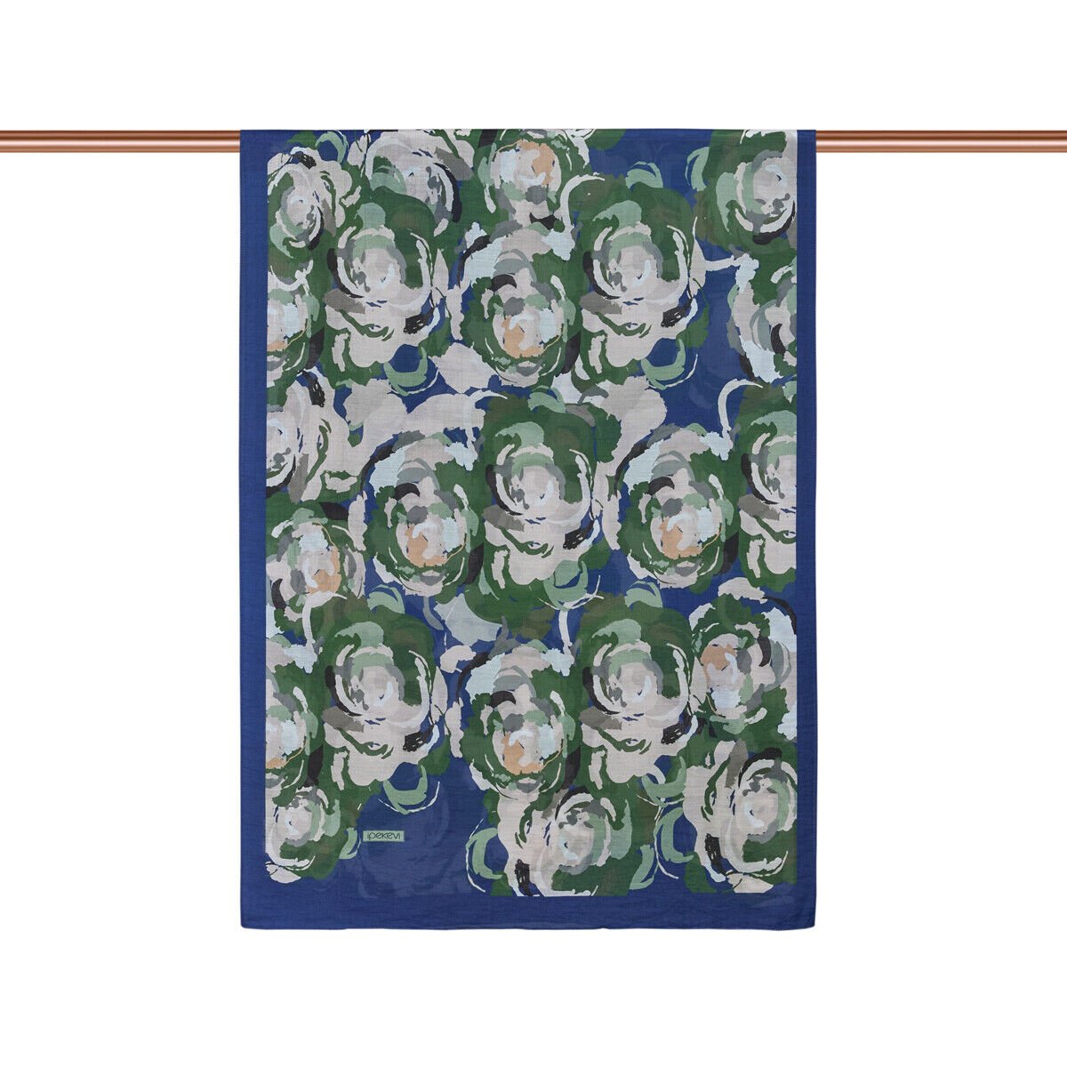 İpekevi İndigo Duygusal Çiçekler Tensel Desenli Şal 02892