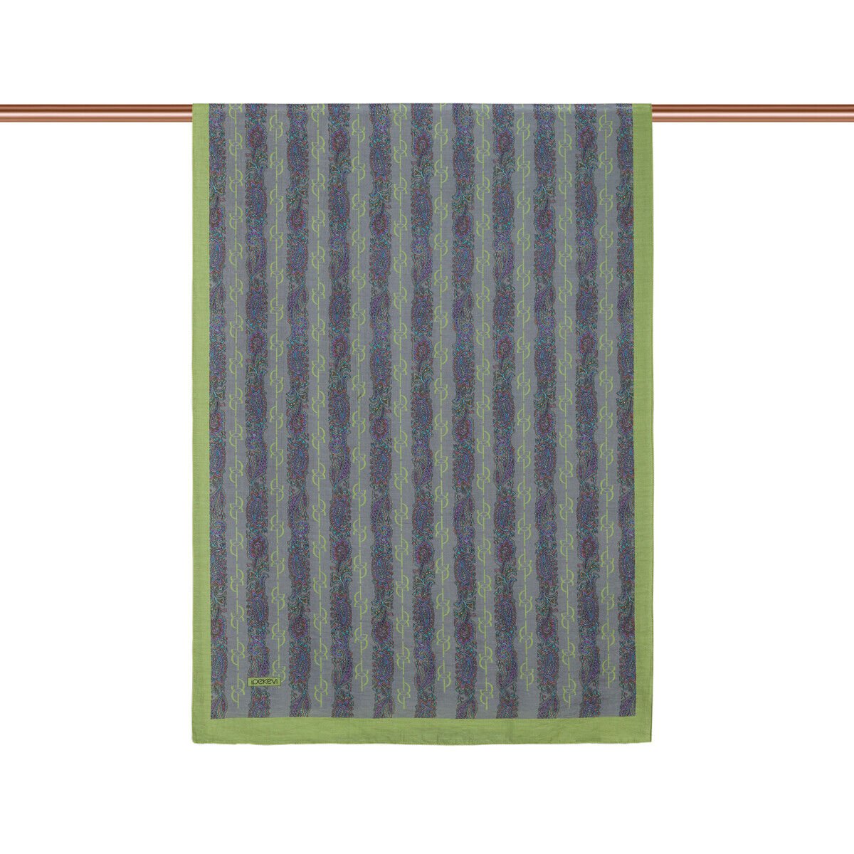 İpekevi Çam Kokusu Monogram Desenli Tensel Şal 02891