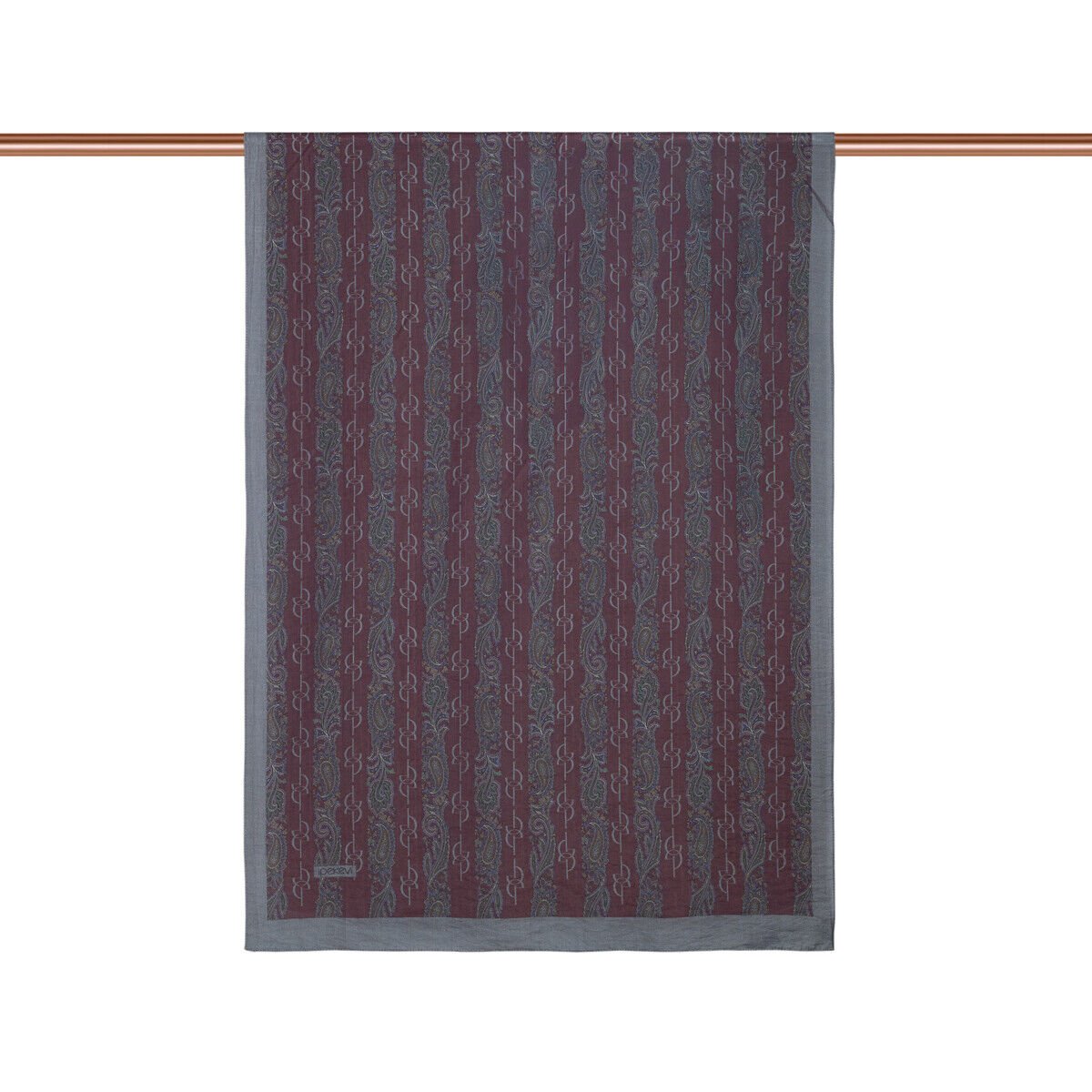 İpekevi Mürdüm Füme Monogram Desenli Tensel Şal 02891