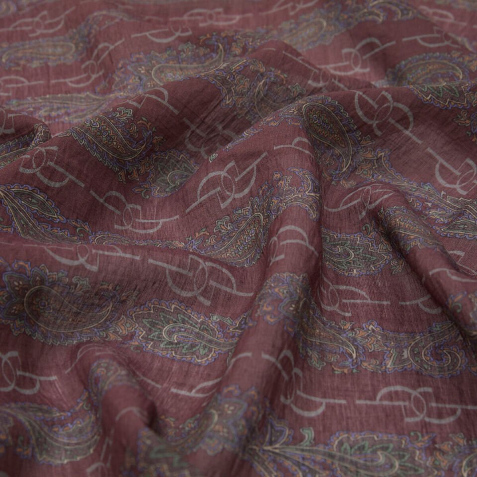 İpekevi Mürdüm Füme Monogram Desenli Tensel Şal 02891