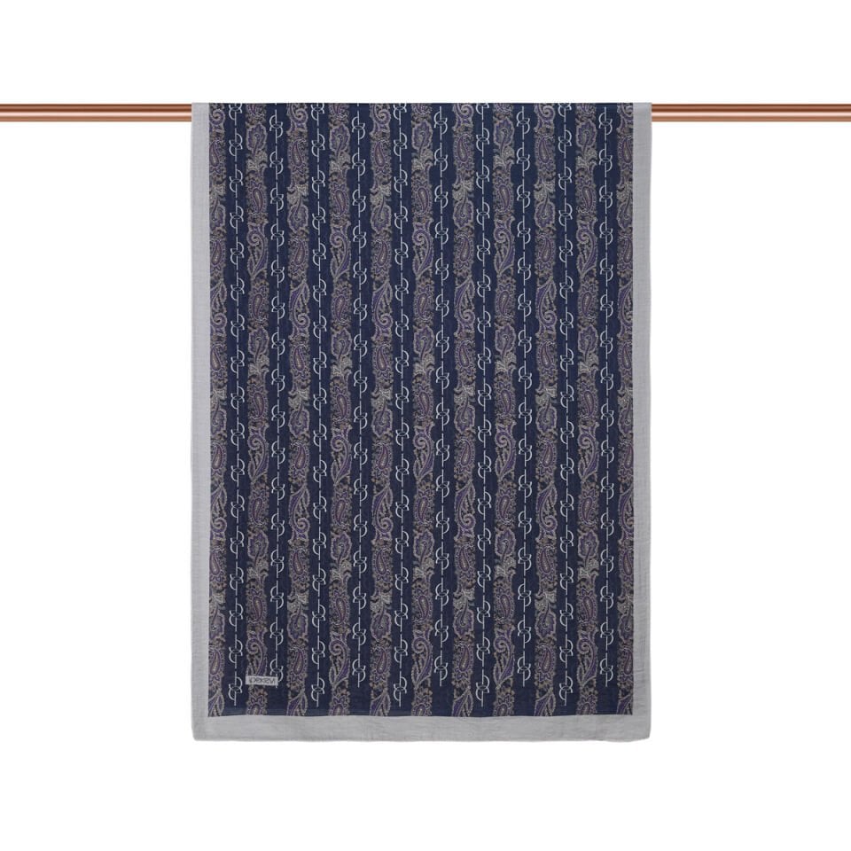 İpekevi Lacivert Monogram Desenli Tensel Şal 02891