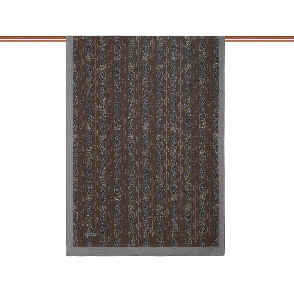 İpekevi Acı Kahve Füme Monogram Desenli Tensel Şal 02891