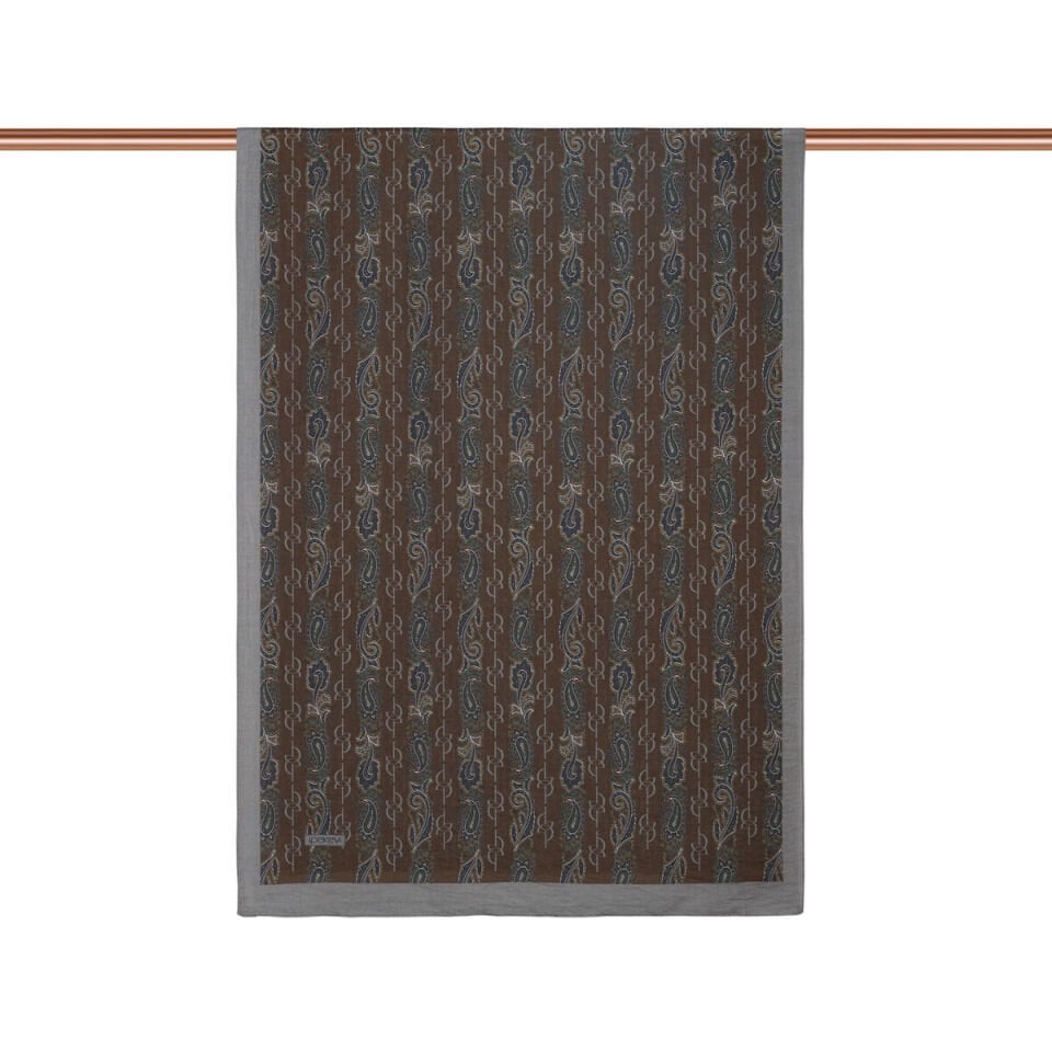İpekevi Acı Kahve Füme Monogram Desenli Tensel Şal 02891