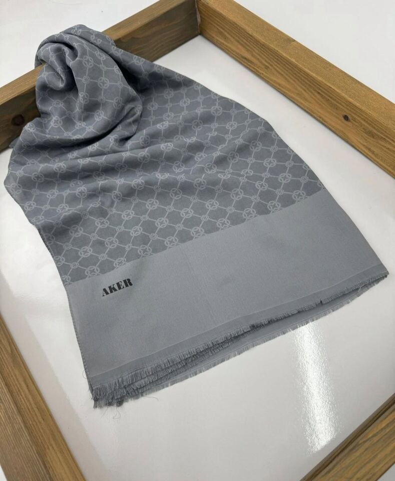 Aker Elegance Monogram Şal - 1090100-971- Gri