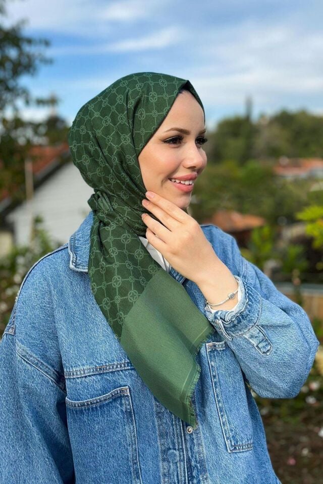 Aker Elegance Monogram Şal - 1090100-953-Zümrüt