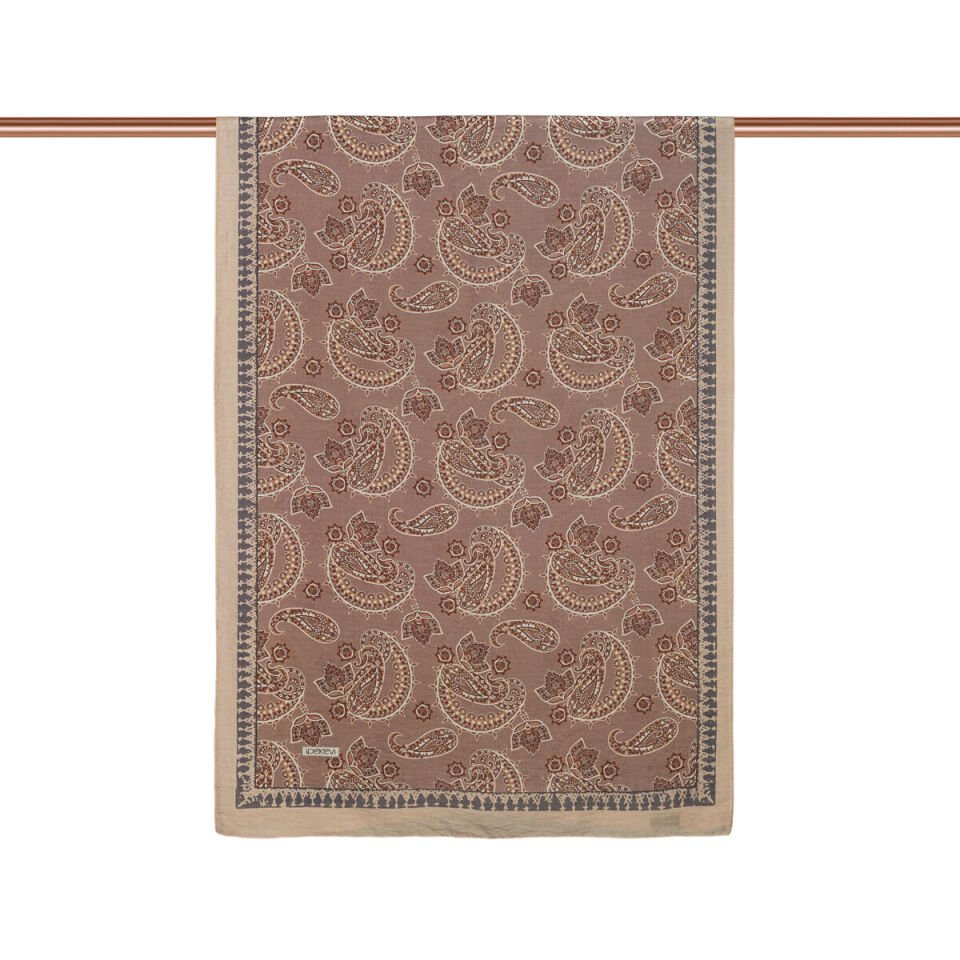 İpekevi Kum Bej Mezopotamya Model 04 Desenli Tensel Şal 02888