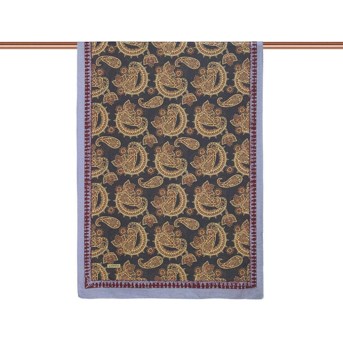 İpekevi Siyah Gold Mezopotamya Model 04 Desenli Tensel Şal 02888