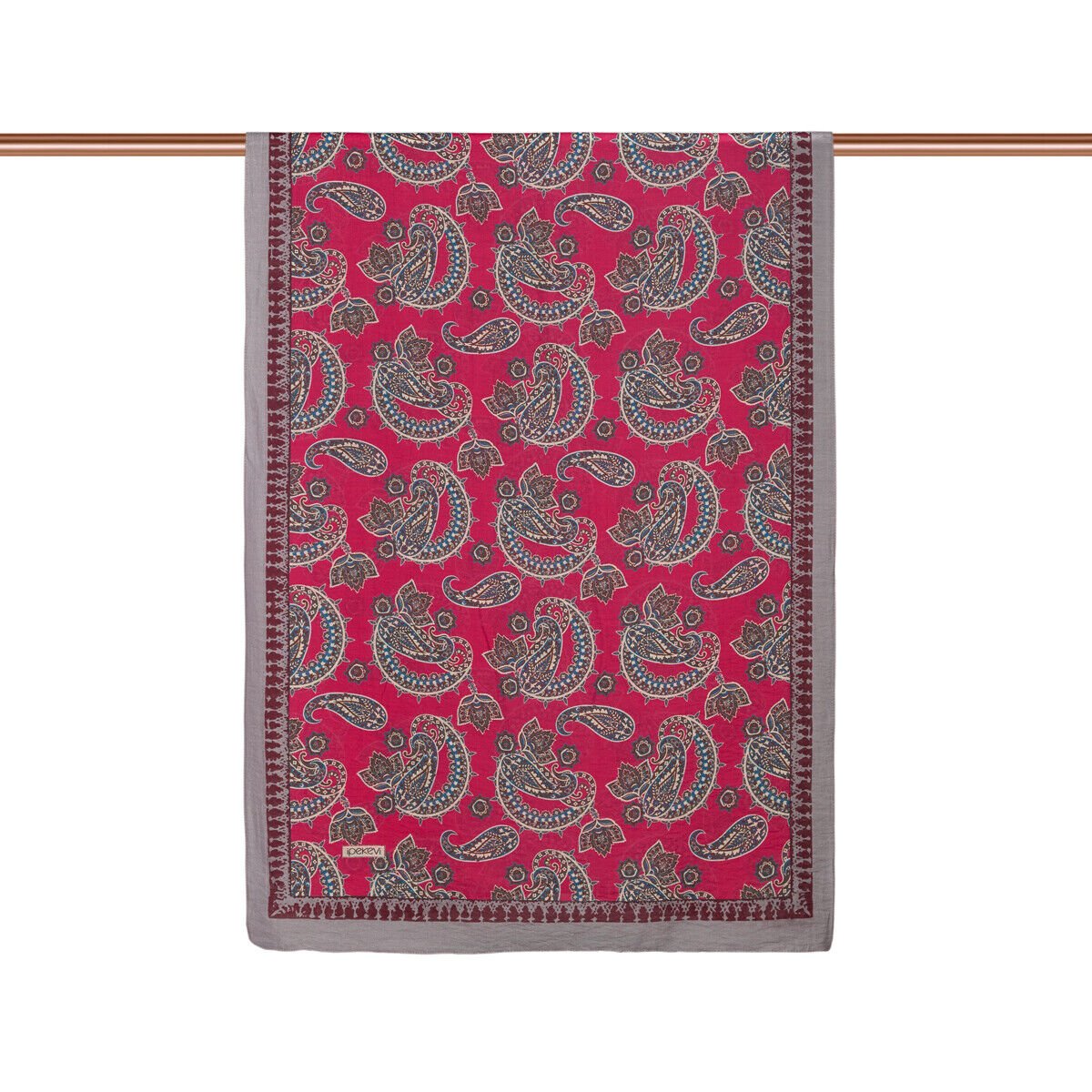 İpekevi Fuşya Mezopotamya Model 04 Desenli Tensel Şal 02888