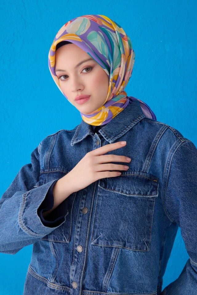 Belli İpek Eşarp 2025 İlkbahar-Yaz - 4107D- 36-Tivil