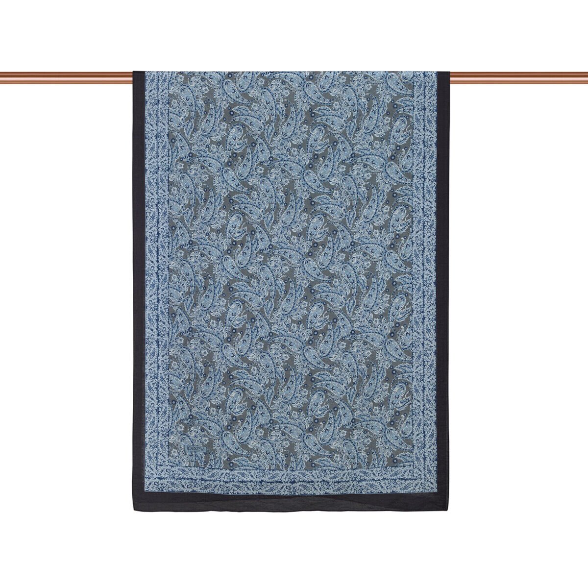 İpekevi Siyah Mavi Mezopotamya Model 03 Desenli Tensel Şal 02886