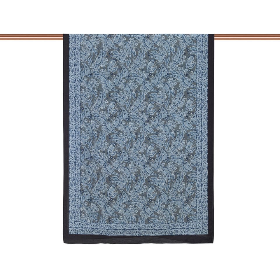 İpekevi Siyah Mavi Mezopotamya Model 03 Desenli Tensel Şal 02886