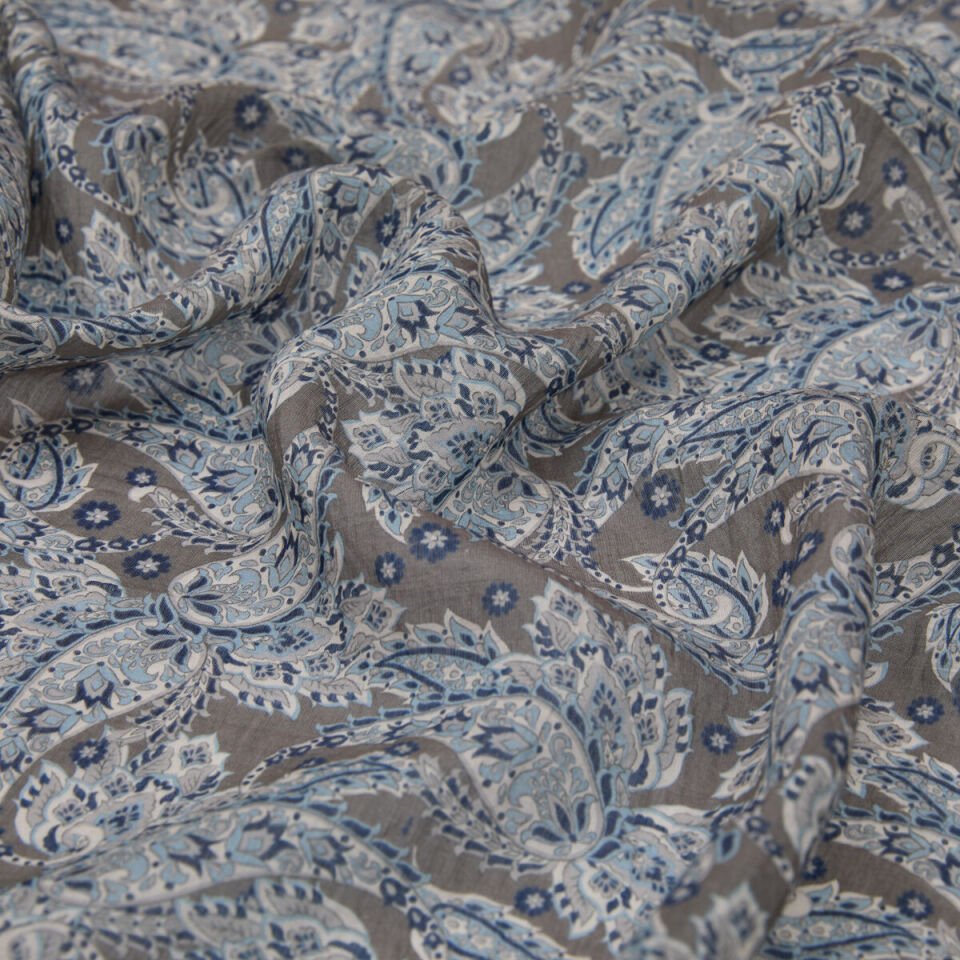 İpekevi Siyah Mavi Mezopotamya Model 03 Desenli Tensel Şal 02886