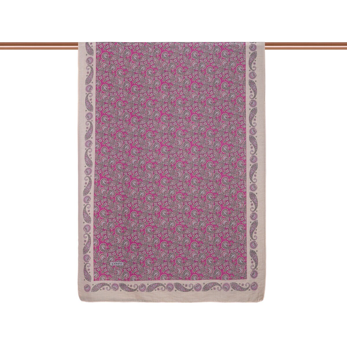İpekevi Fuşya Mezopotamya Model 02 Desenli Tencel Sal 02885