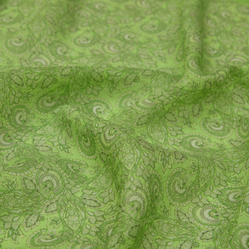 İpekevi Fıstık Yeşili Mezopotamya Model 02 Desenli Tencel Sal 02885