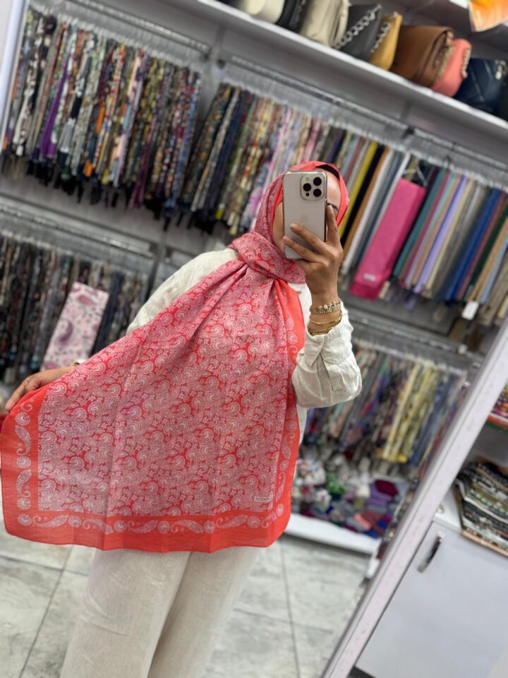 İpekevi Nar Çiçeği Mezopotamya Model 02 Desenli Tencel Sal 02885