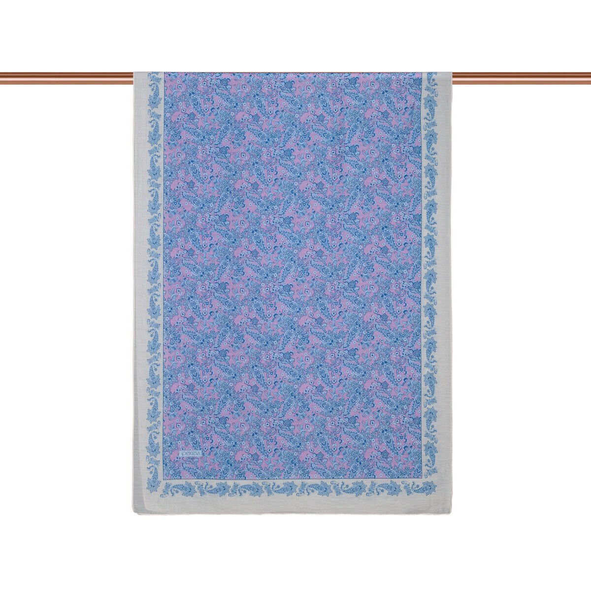 İpekevi Krem Mavi Mezopotamya Model 06 Desenli Tensel Şal 02890