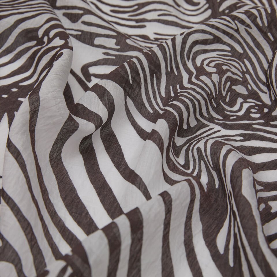 İpekevi Siyah Beyaz Zebra Desenli Tensel Şal 02881