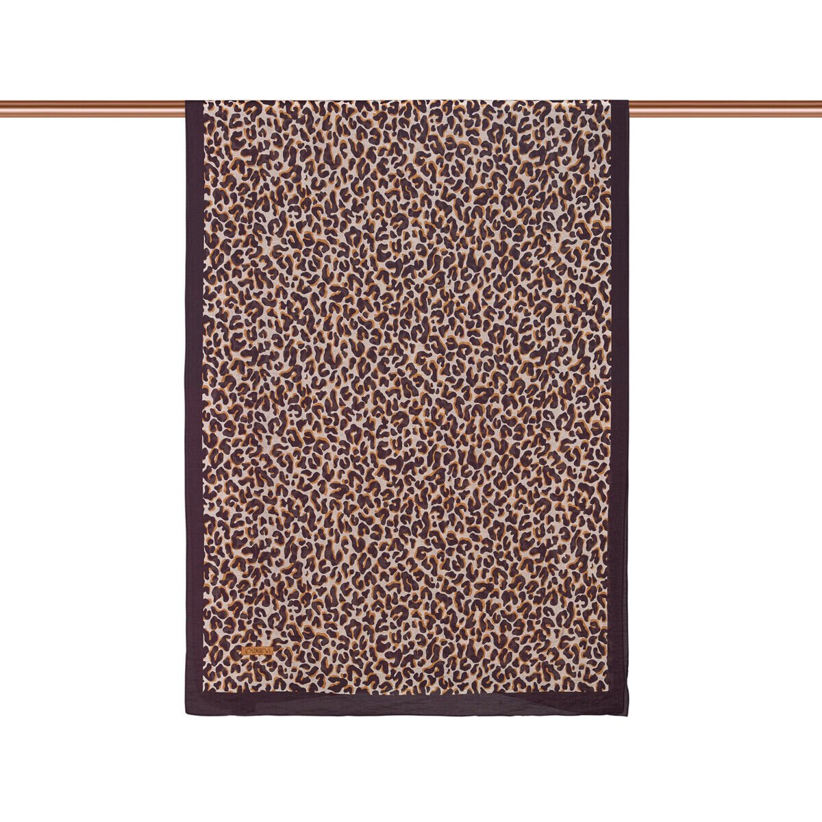 İpekevi Kahve Leopar Desenli Tensel Şal 02880