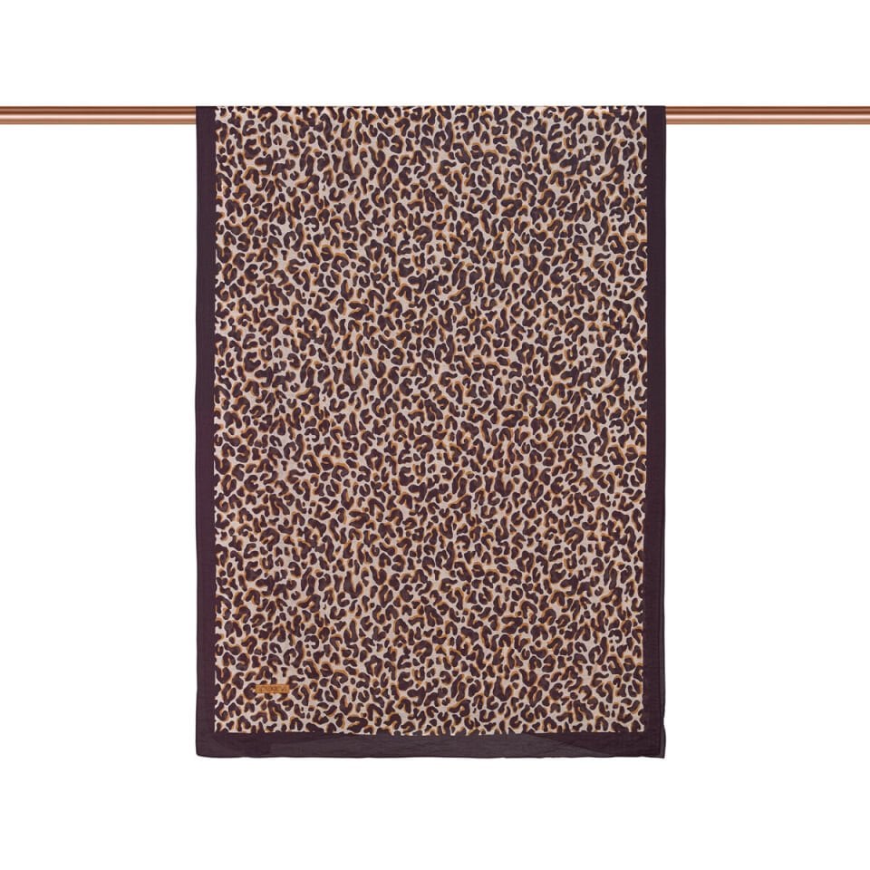 İpekevi Kahve Leopar Desenli Tensel Şal 02880