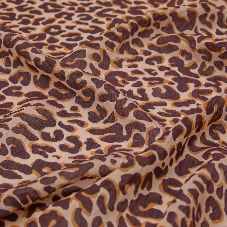 İpekevi Kahve Leopar Desenli Tensel Şal 02880