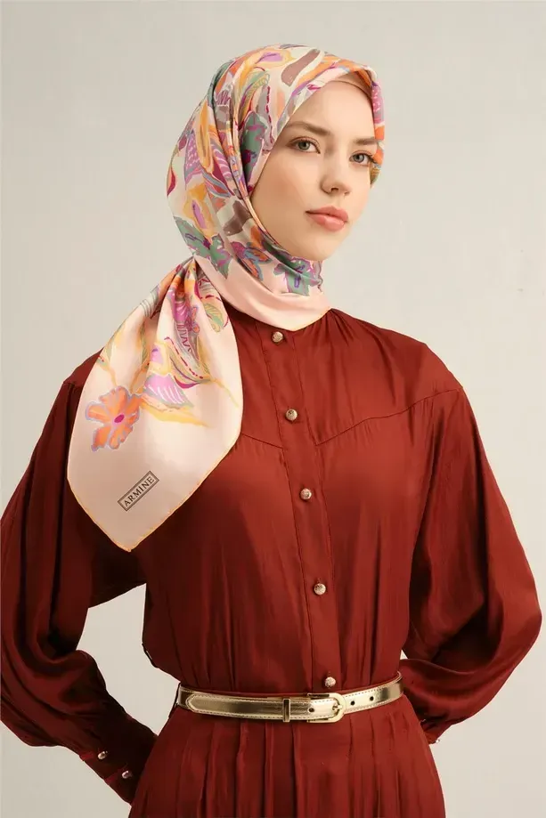 Armine İpek Eşarp 2025 İlkbahar-Yaz - 9332D-56 - Tivil