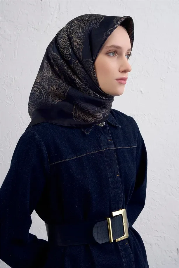 Armine İpek Eşarp 2025/2026 Sonbahar Kış - 9428D-05 - Tivil - Paisley Desen