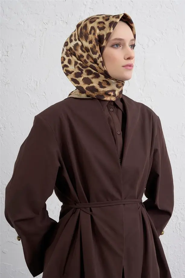 Armine İpek Eşarp 2025/2026 Sonbahar Kış - 9425D-37 - Tivil - Leopar Desen