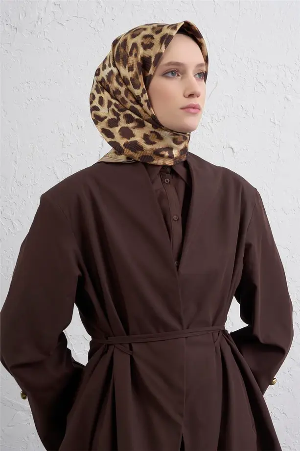 Armine İpek Eşarp 2025/2026 Sonbahar Kış - 9425D-37 - Tivil - Leopar Desen