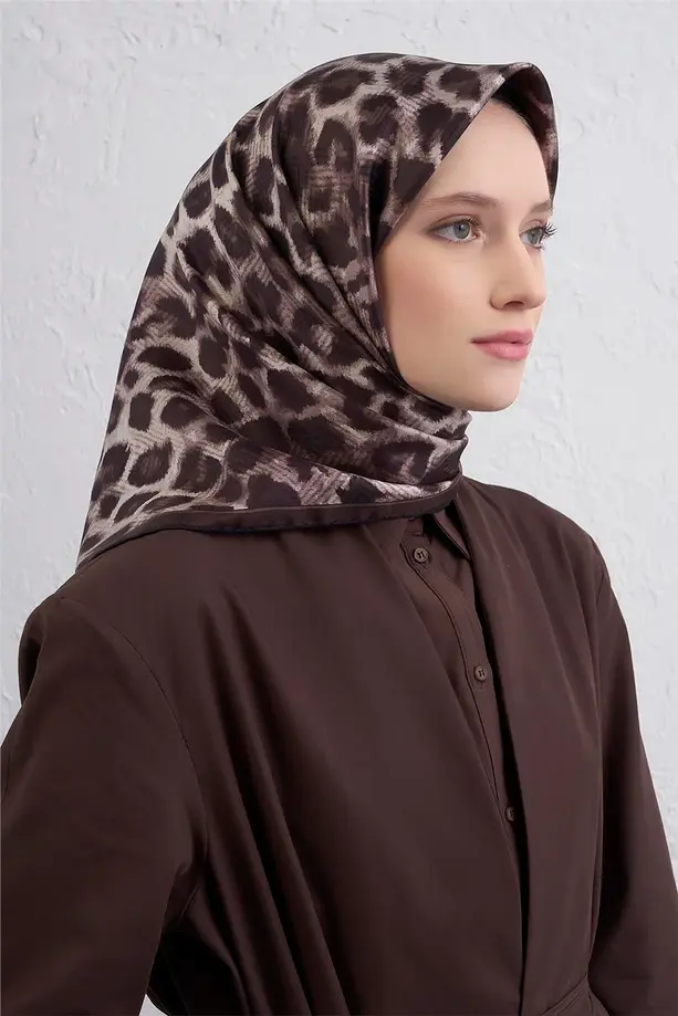 Armine İpek Eşarp 2025/2026 Sonbahar Kış - 9425D-53 - Tivil - Leopar Desen