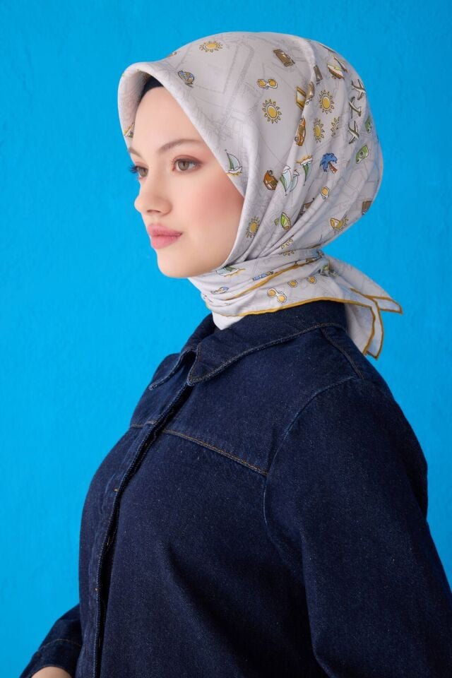 Belli İpek Eşarp 2025 İlkbahar-Yaz - 4121D-35 - Tivil