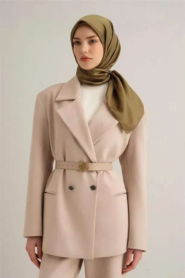 Armine Jakarlı İpek Eşarp - Monogram Desen -2000-245358