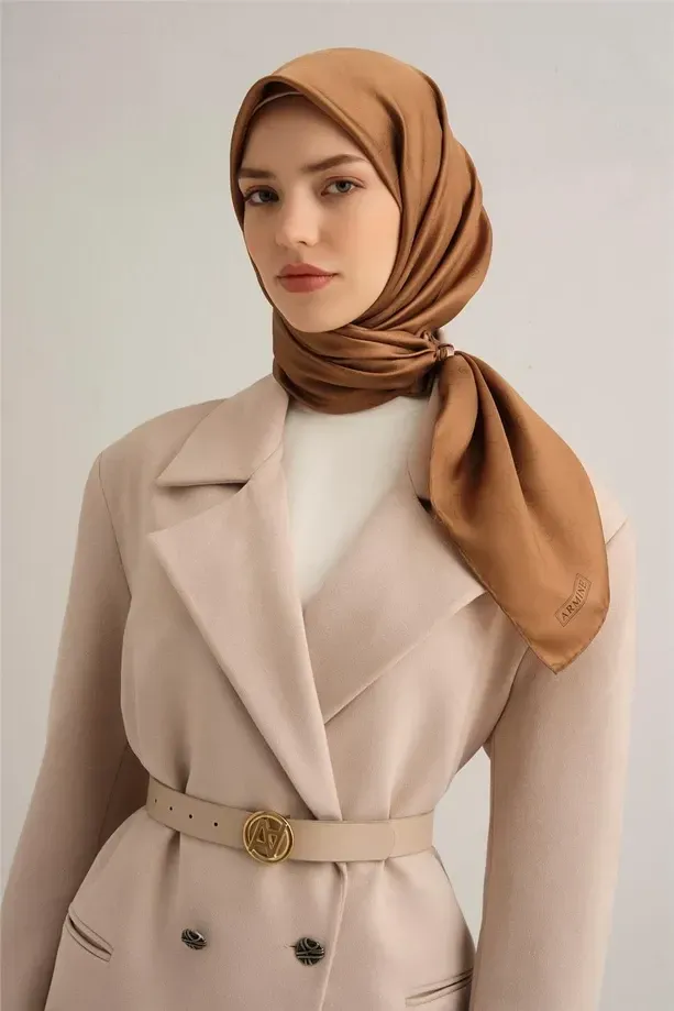 Armine Jakarlı İpek Eşarp - Monogram Desen -2000-245347