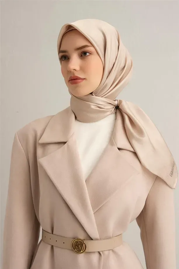 Armine Jakarlı İpek Eşarp - Monogram Desen -2000-135304
