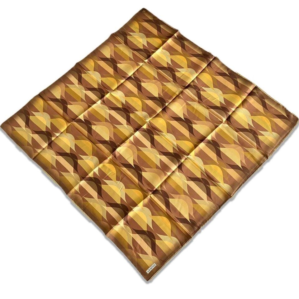 Armine Hardal Sarı Geometrik Desen Tivil İpek Eşarp 9169D -53